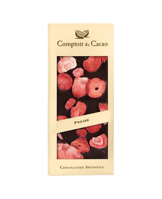 Tavoletta di cioccolato fondente - fragola - Comptoir du Cacao