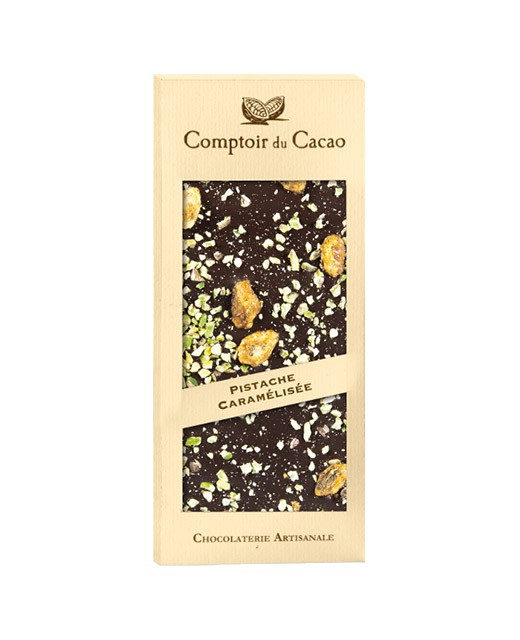 Tavoletta di cioccolato fondente - pistacchio caramellata - Comptoir du Cacao
